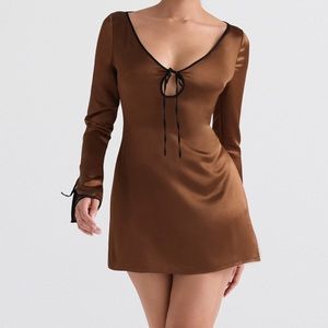 House of CB Sakina Copper Satin Mini Dress New with Tags (NWT)
